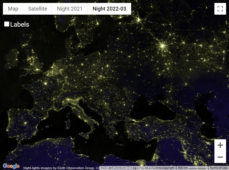 google earth at night